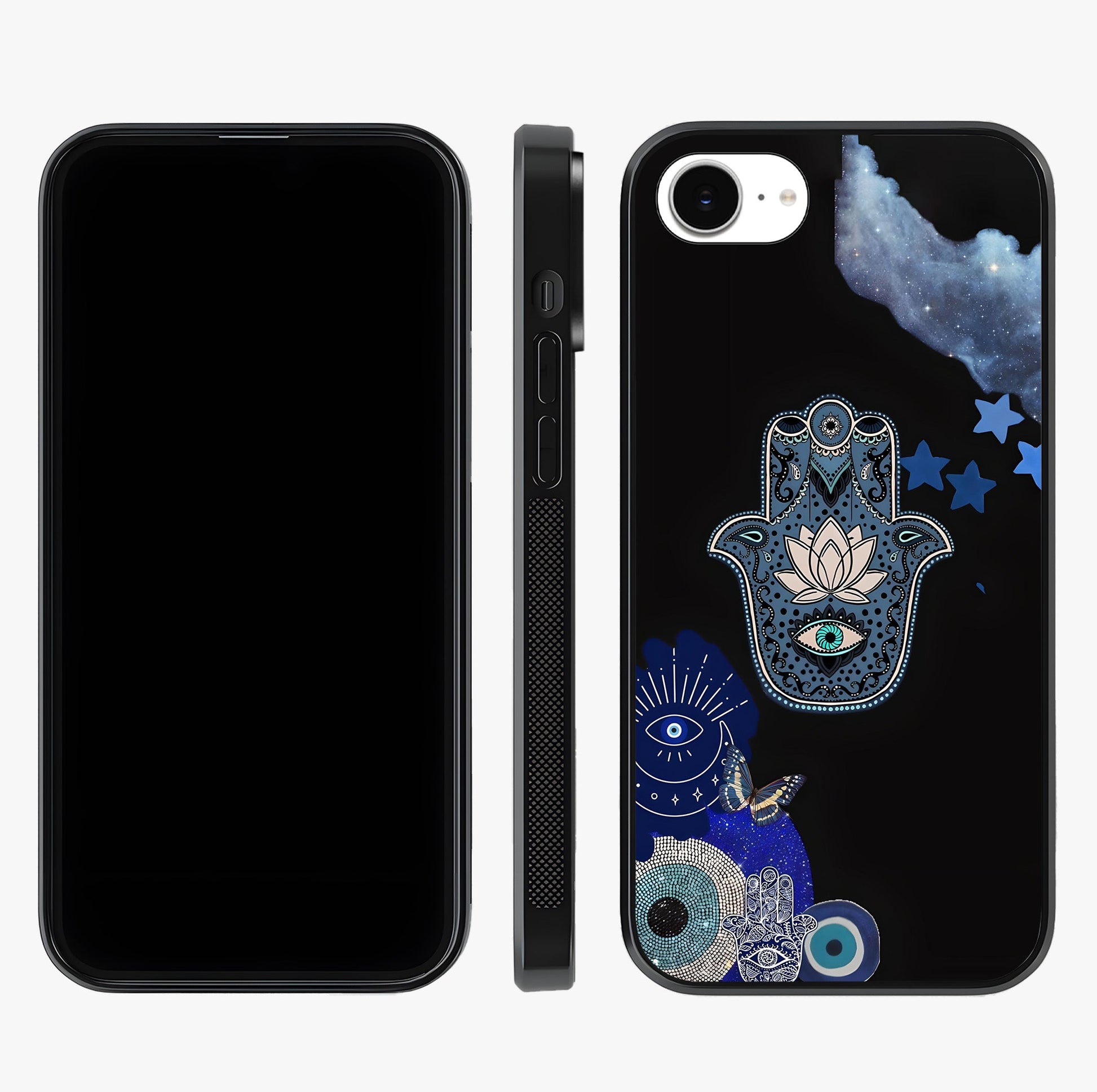 Mystic Hand Aura Glass Case displayed upright for full design visibility and premium finish.
