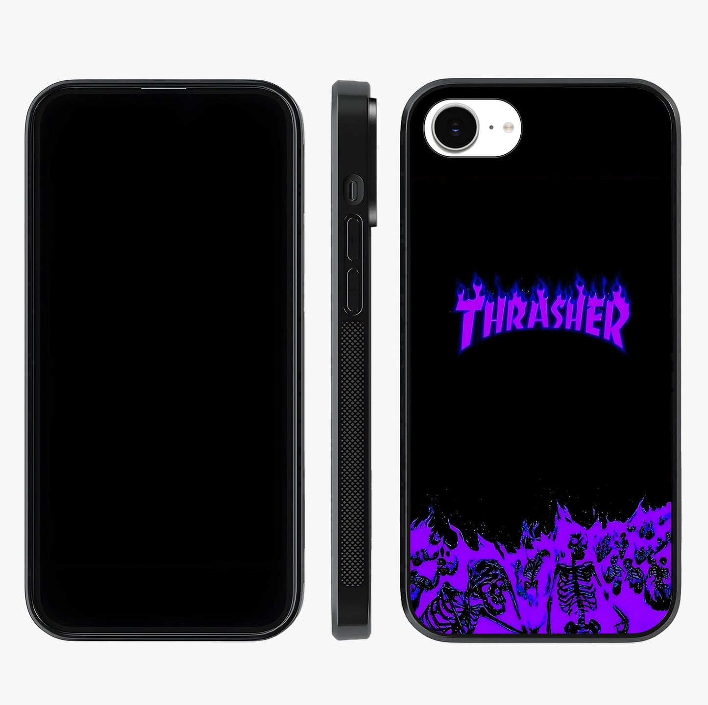 Neon Flame Riot Glass Case displayed upright for full design visibility and premium finish.