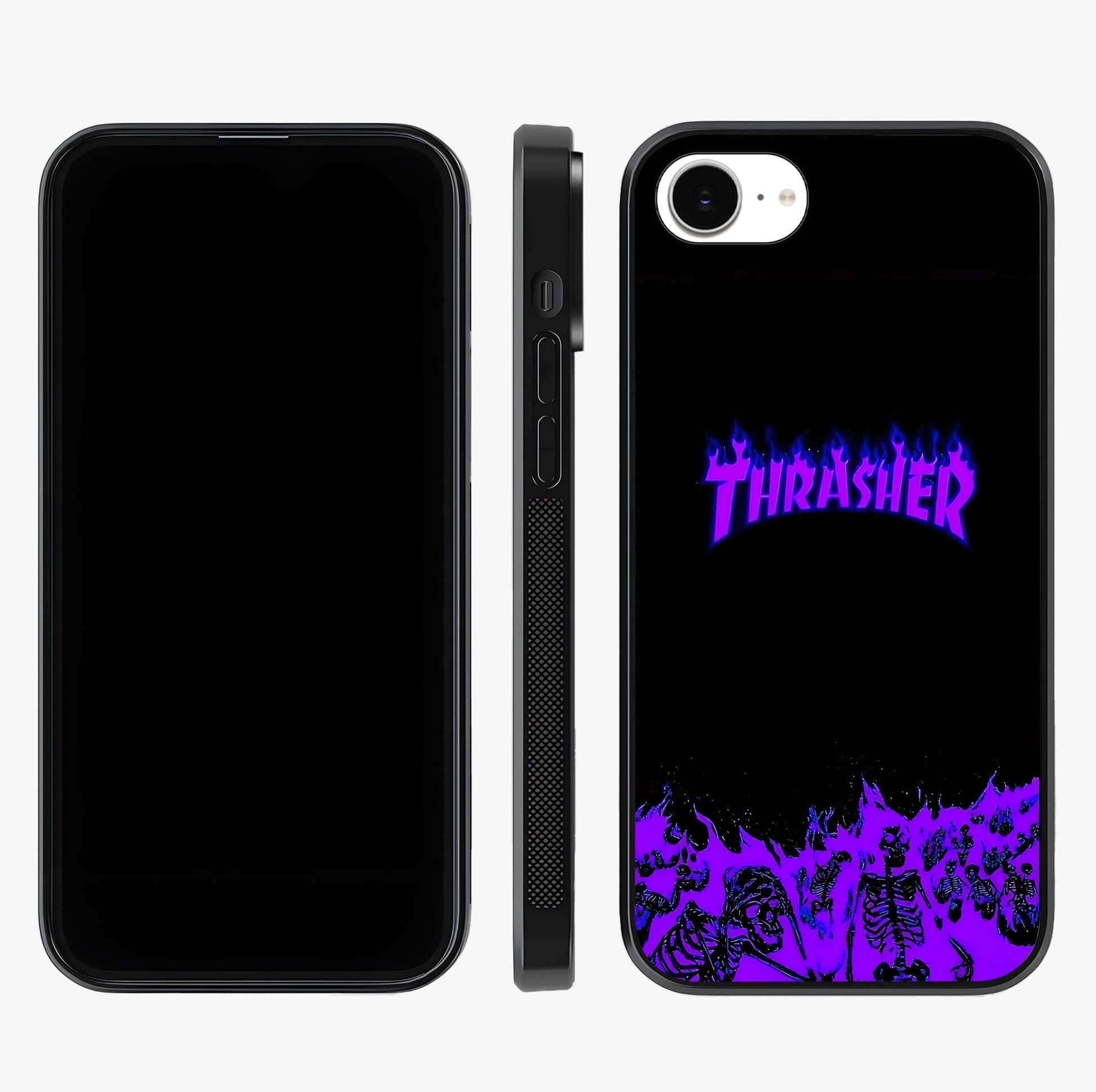 Neon Flame Riot Glass Case displayed upright for full design visibility and premium finish.