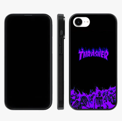 Neon Flame Riot Glass Case displayed upright for full design visibility and premium finish.