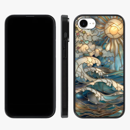 Oceanic Stained Printed Glass Case displayed upright for full design visibility and premium finish.