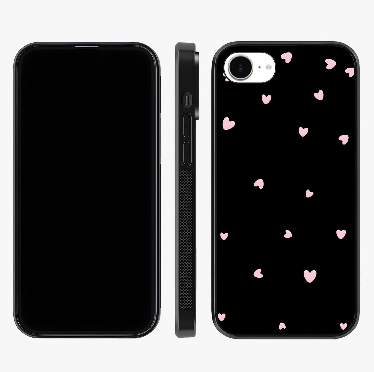 Pink Love Drops Glass Case displayed upright for full design visibility and premium finish.