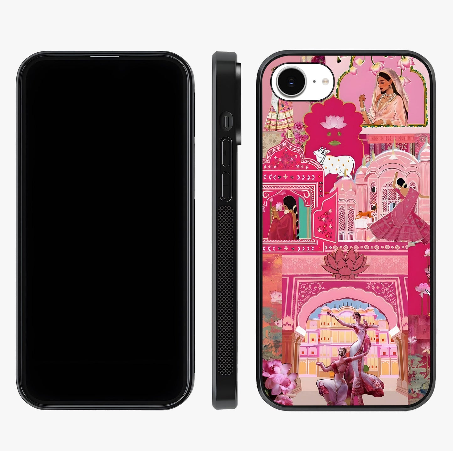 Pink Palace Muse Glass Case displayed upright for full design visibility and premium finish.