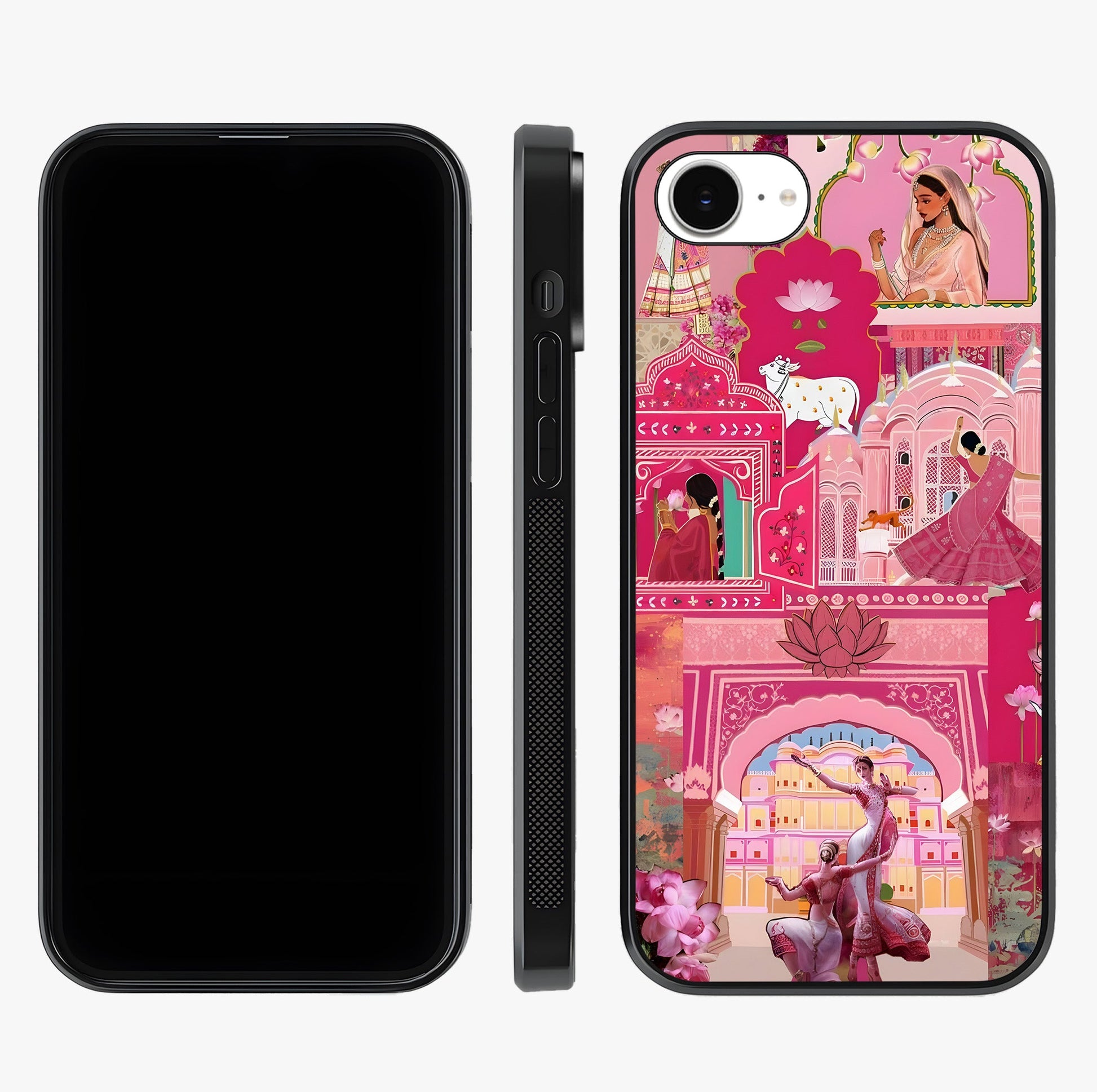 Pink Palace Muse Glass Case displayed upright for full design visibility and premium finish.