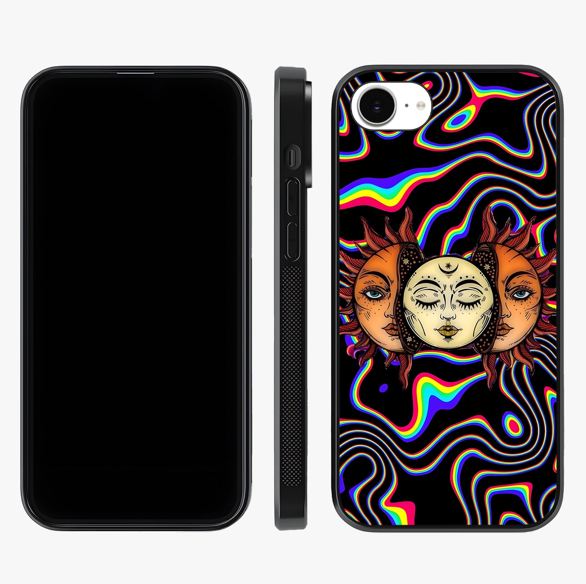 Psychedelic Sun Glass Case displayed upright for full design visibility and premium finish.