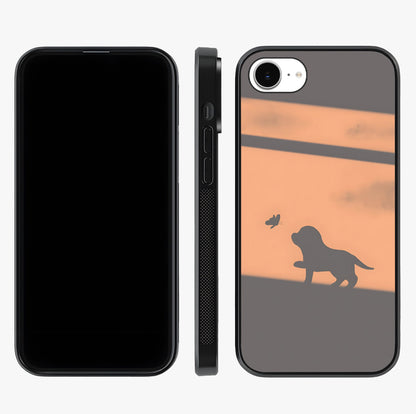 Puppy Shadow Art Glass Case displayed upright for full design visibility and premium finish.
