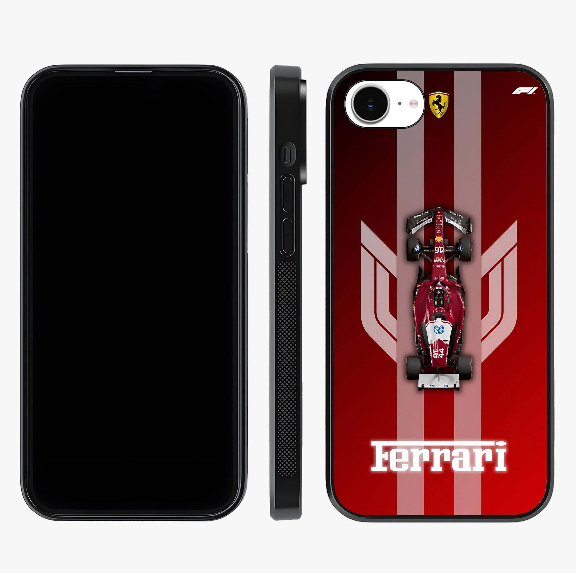 Red Ferrari F1 Vertical Glass Case displayed upright for full design visibility and premium finish.