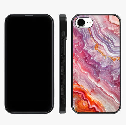 Rose Quartz Marble Glass Case displayed upright for full design visibility and premium finish.