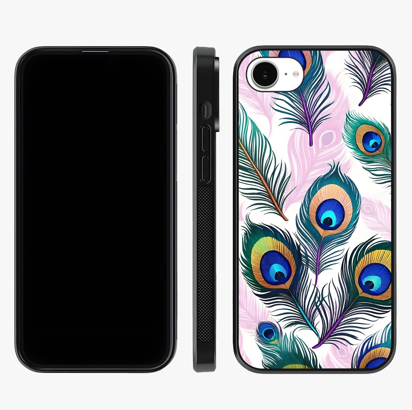 Royal Peacock Feathers Glass Case displayed upright for full design visibility and premium finish.