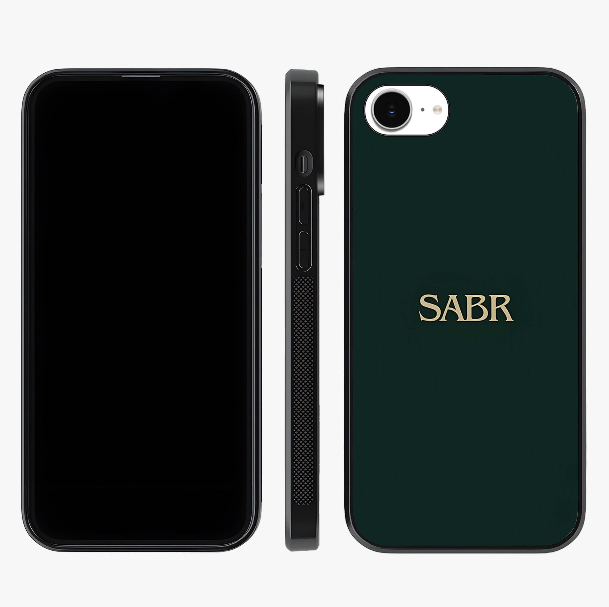 Sabr Minimal Patience Glass Case displayed upright for full design visibility and premium finish.