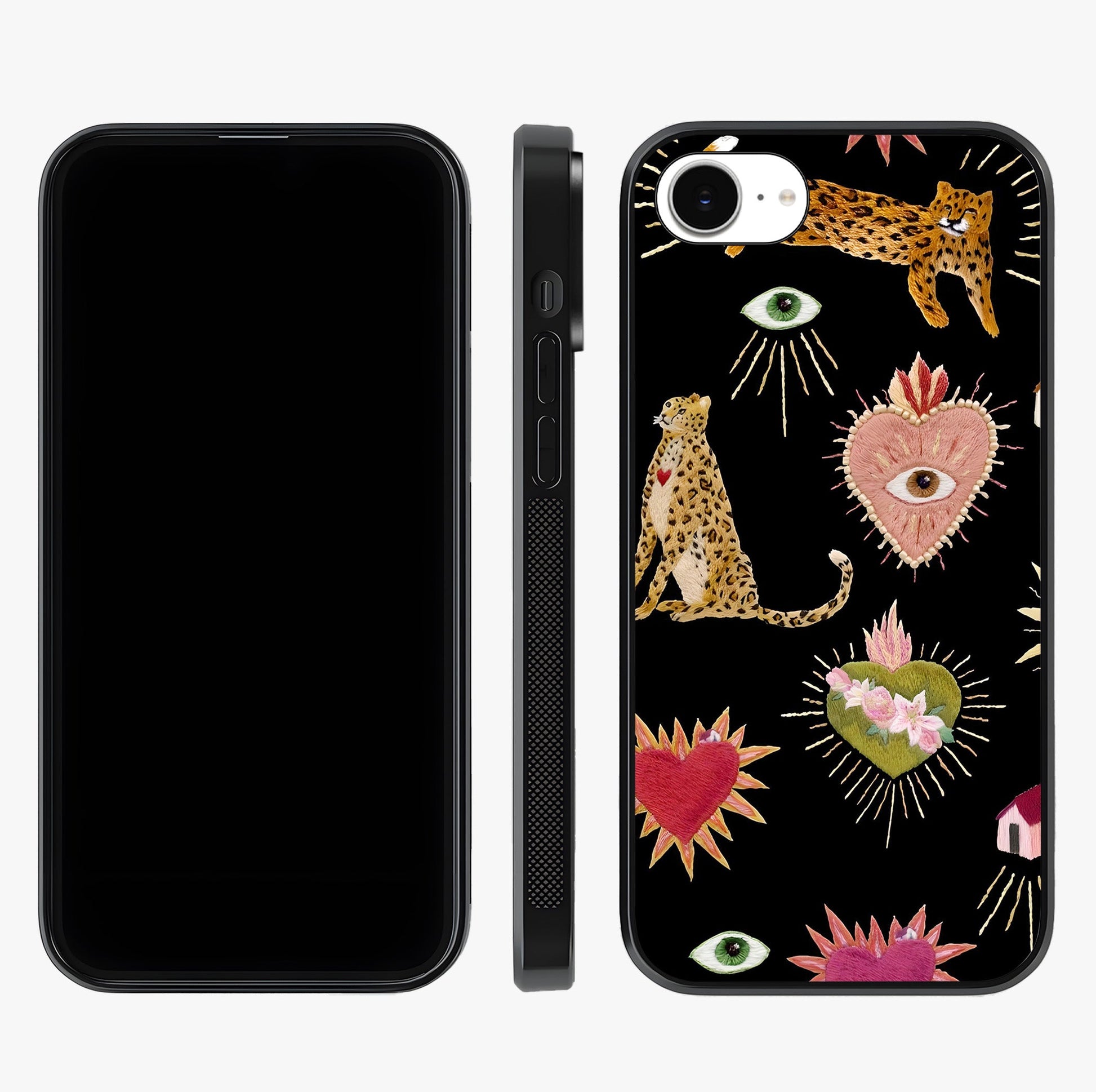 Sacred Jungle Heart Glass Case displayed upright for full design visibility and premium finish.