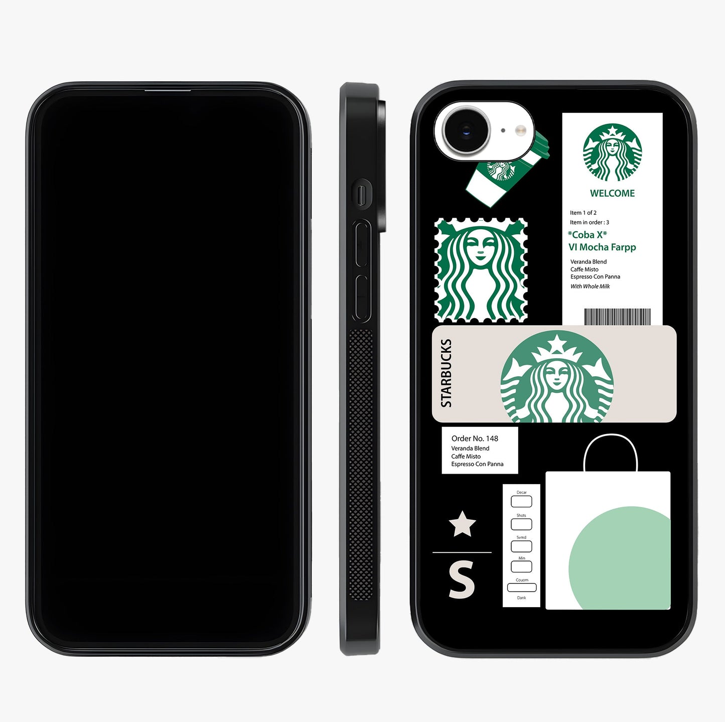 Starbucks Mocha Glass Case displayed upright for full design visibility and premium finish.