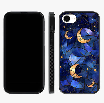 Starlit Sky Tapestry Glass Case displayed upright for full design visibility and premium finish.