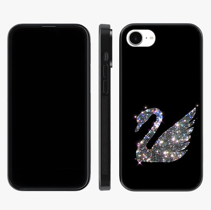 Starlit Swan Grace Glass Case displayed upright for full design visibility and premium finish.