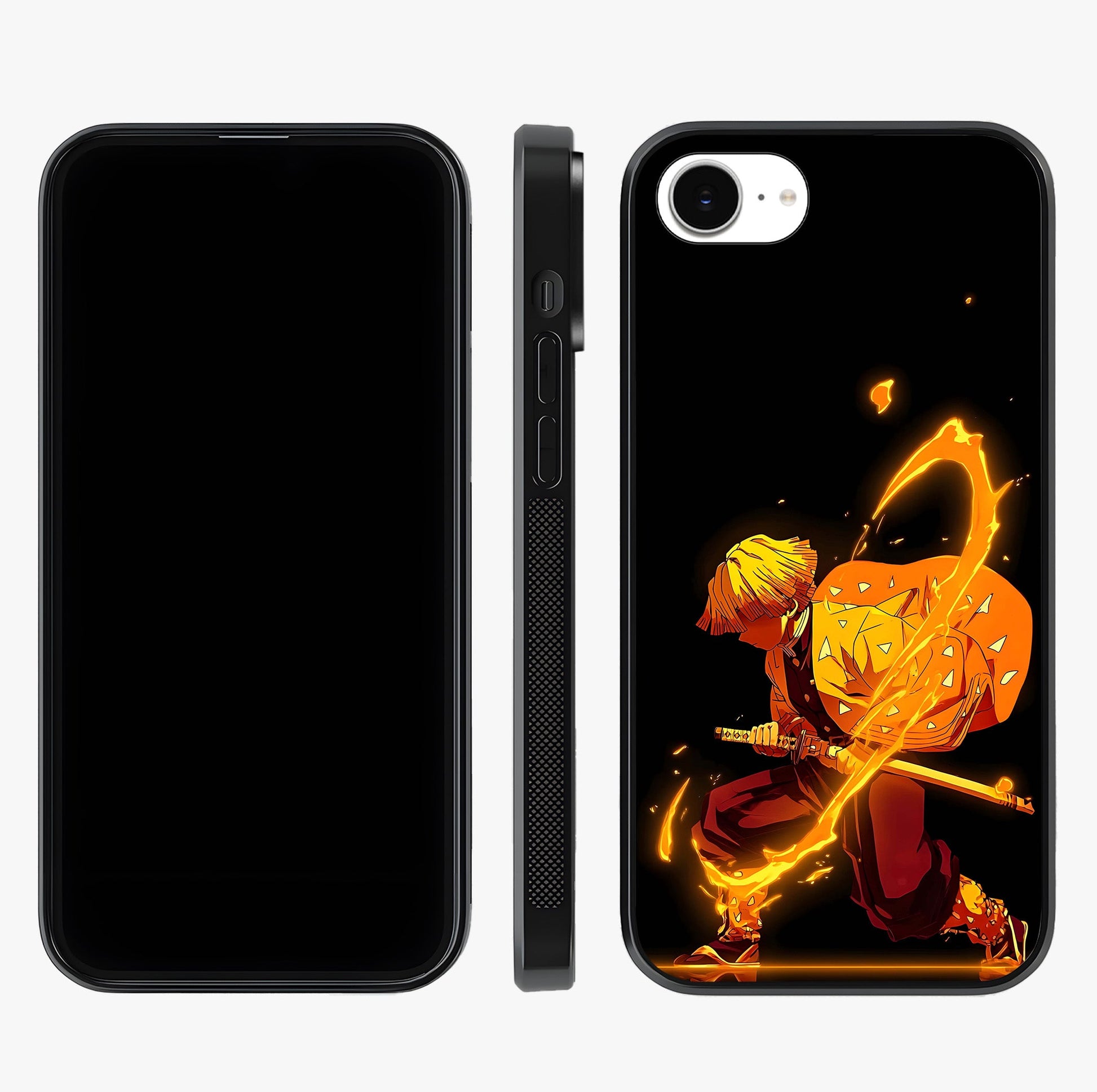Thunder Flame Execution Glass Case displayed upright for full design visibility and premium finish.