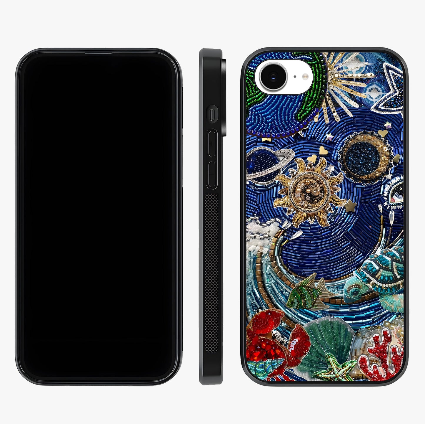 Universe Underwater Spark Glass Case displayed upright for full design visibility and premium finish.