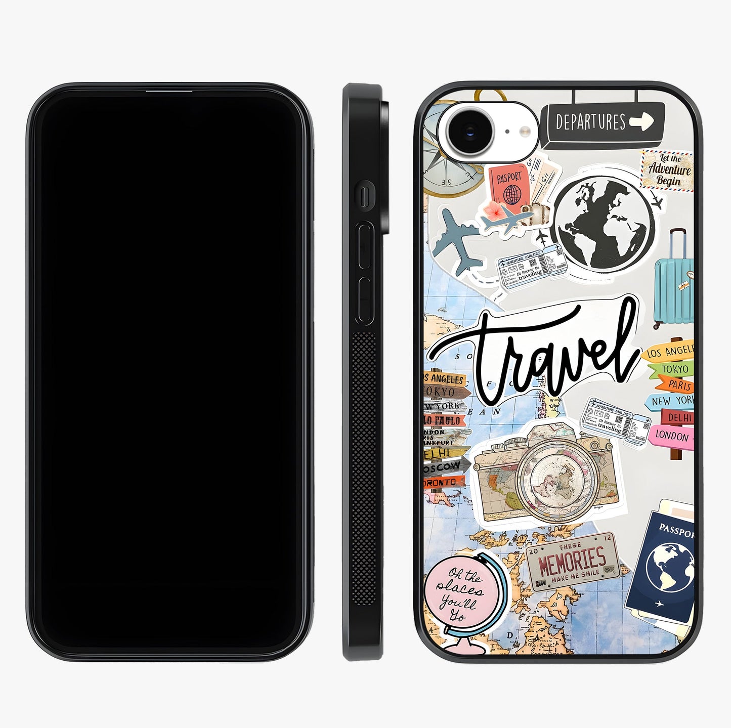 Wanderlust Journal Glass Case displayed upright for full design visibility and premium finish.