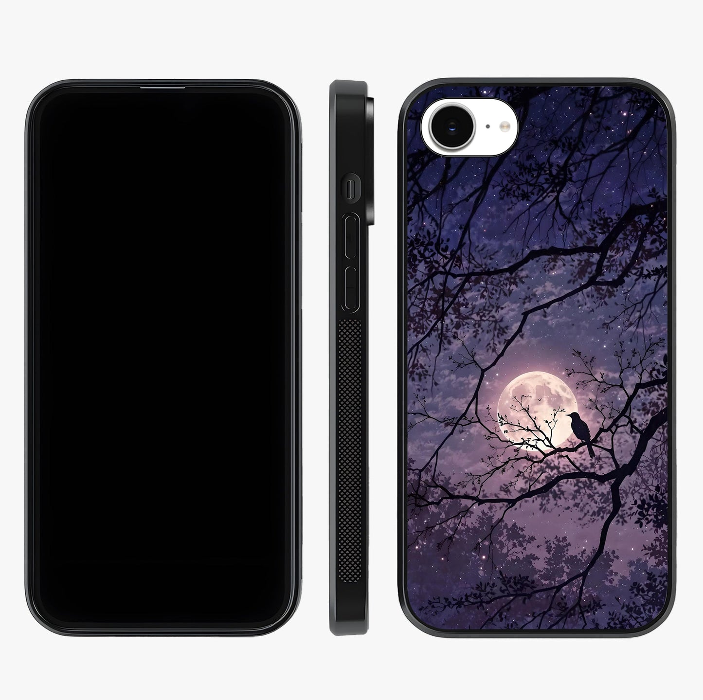 Whispering Moon Silence Glass Case displayed upright for full design visibility and premium finish.