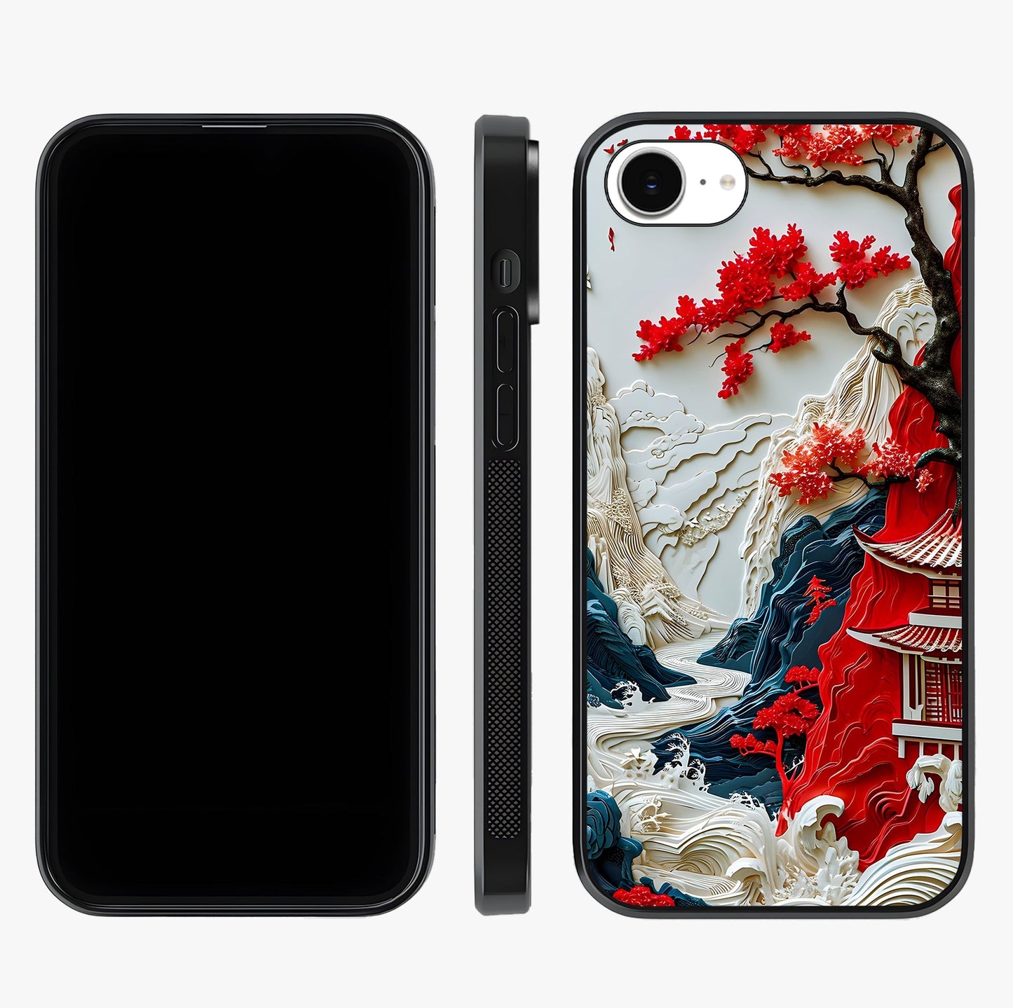 Whispers Of Sakura Waves Glass Case displayed upright for full design visibility and premium finish.