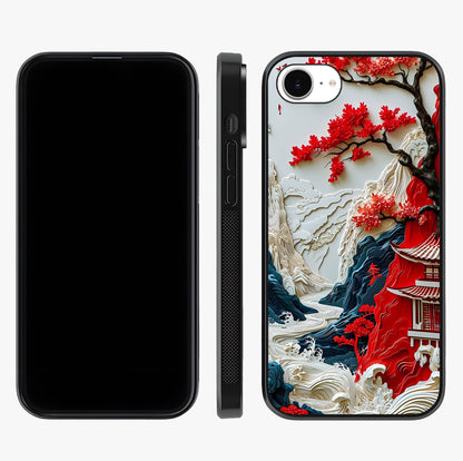 Whispers Of Sakura Waves Glass Case displayed upright for full design visibility and premium finish.
