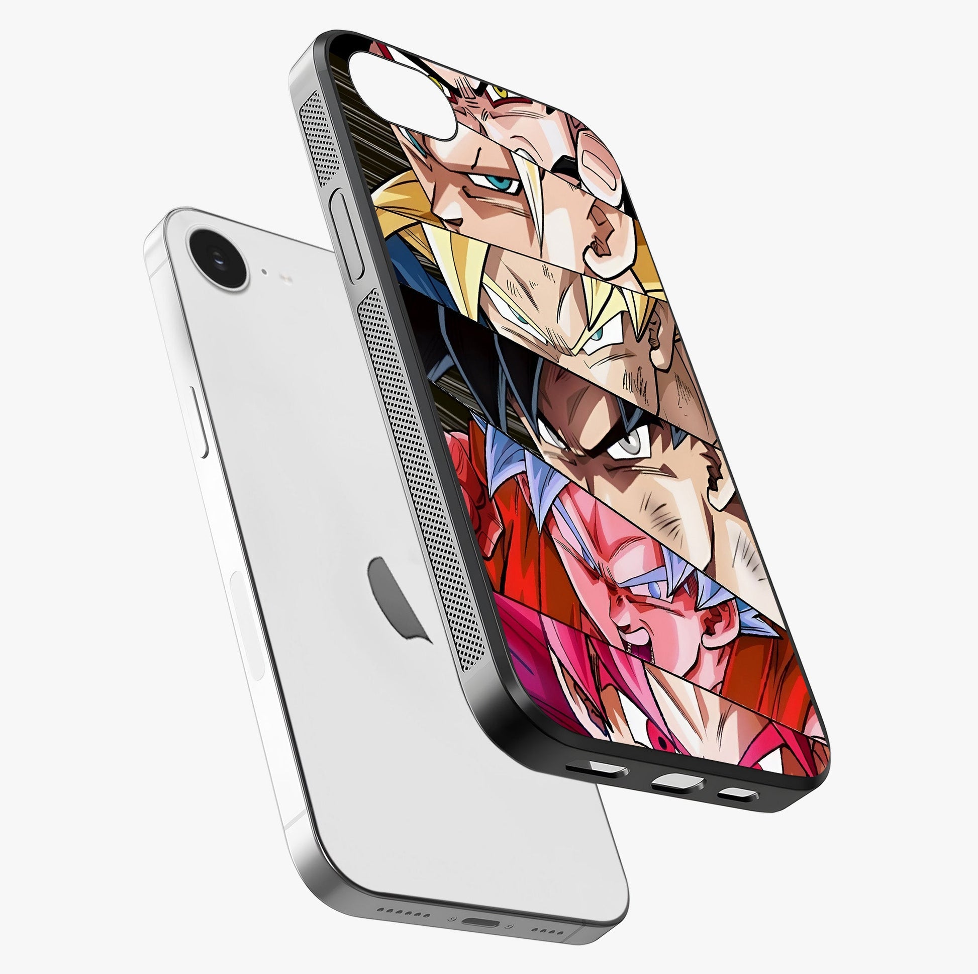 Anime Character Glass Case laid diagonally highlighting side profile, edges and glossy glass shine.