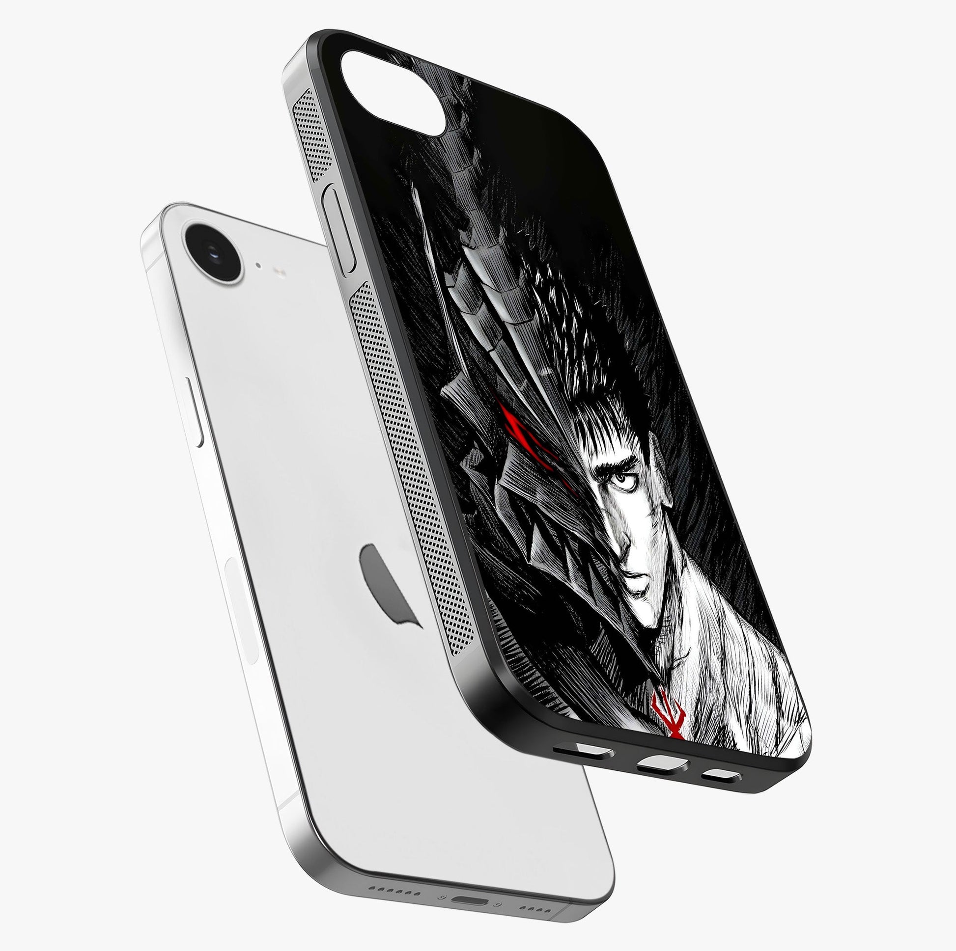 Berserker Blood Oath Glass Case laid diagonally highlighting side profile, edges and glossy glass shine.