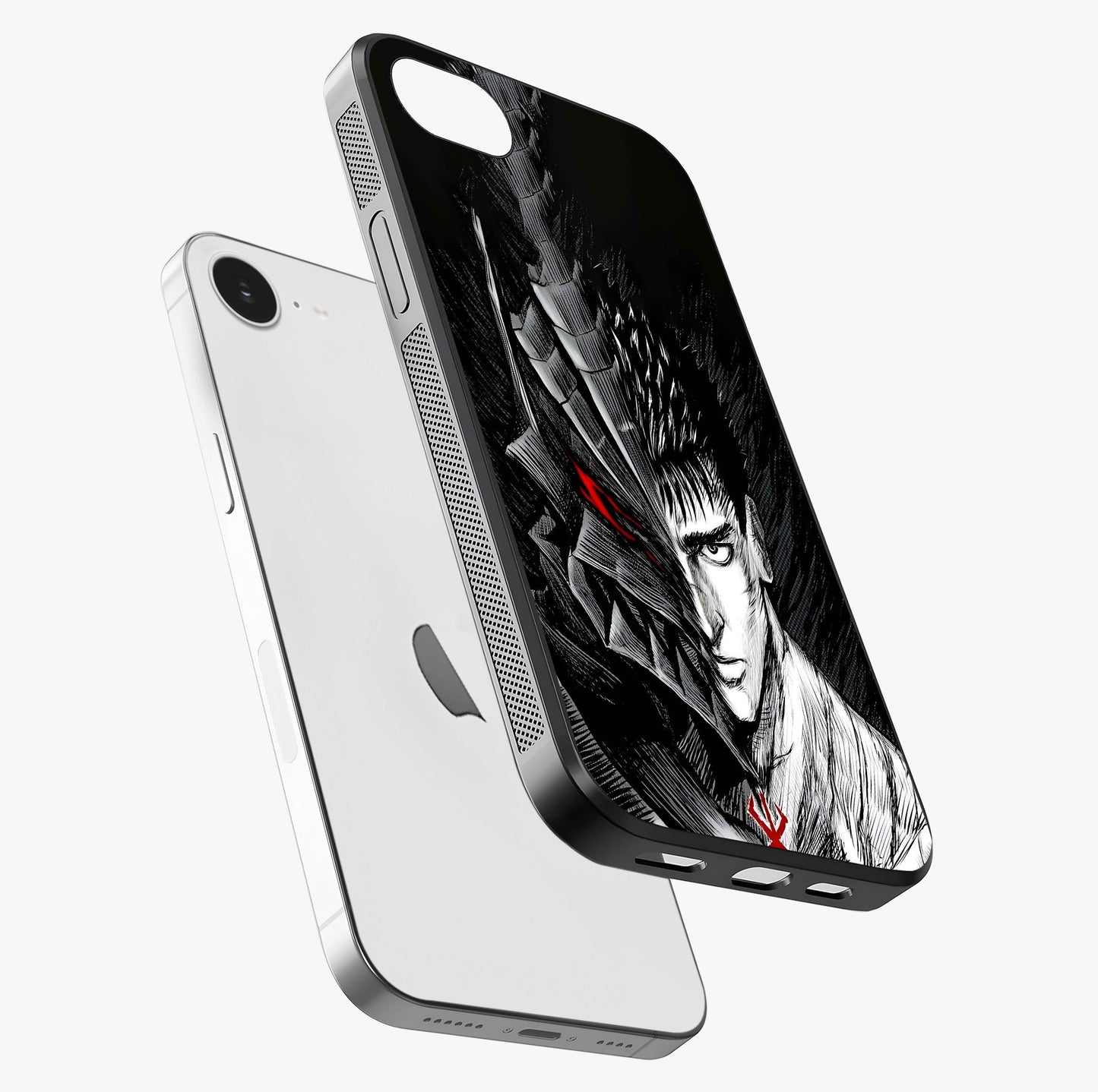 Berserker Blood Oath Glass Case laid diagonally highlighting side profile, edges and glossy glass shine.