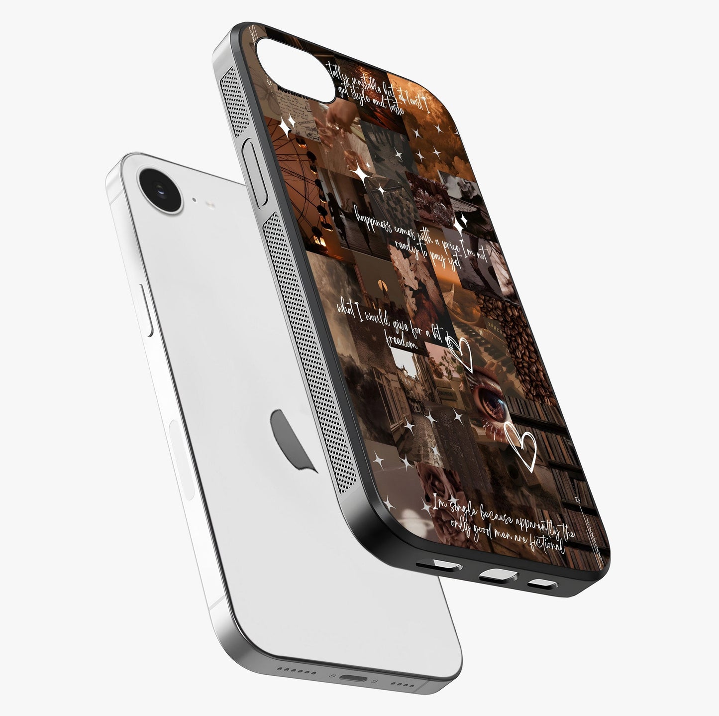 Bittersweet Aesthetic Chaos Glass Case laid diagonally highlighting side profile, edges and glossy glass shine.