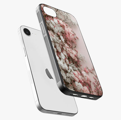 Blush Blossom Cloud Glass Case laid diagonally highlighting side profile, edges and glossy glass shine.