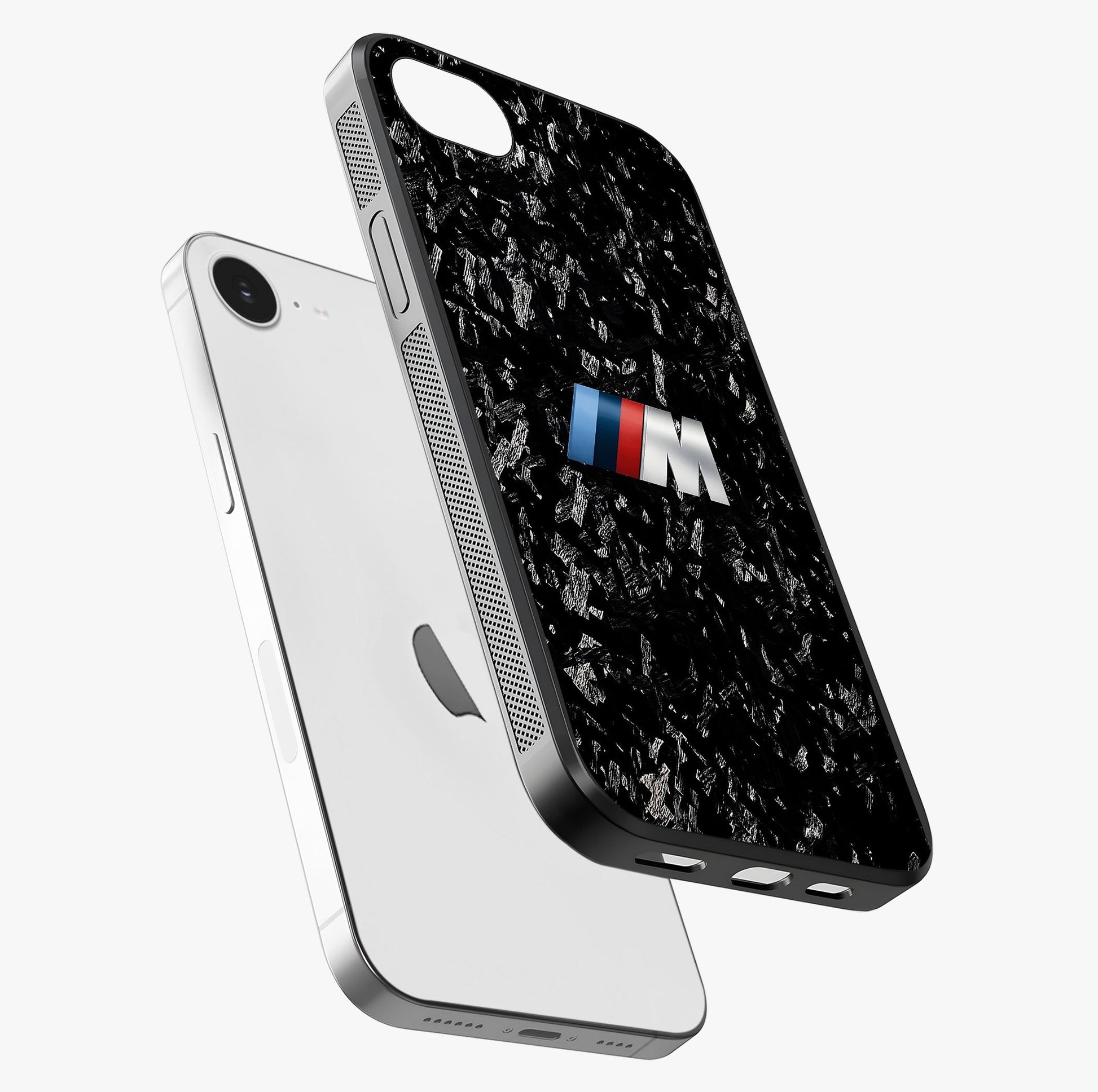 Carbon Speed Mark Glass Case laid diagonally highlighting side profile, edges and glossy glass shine.