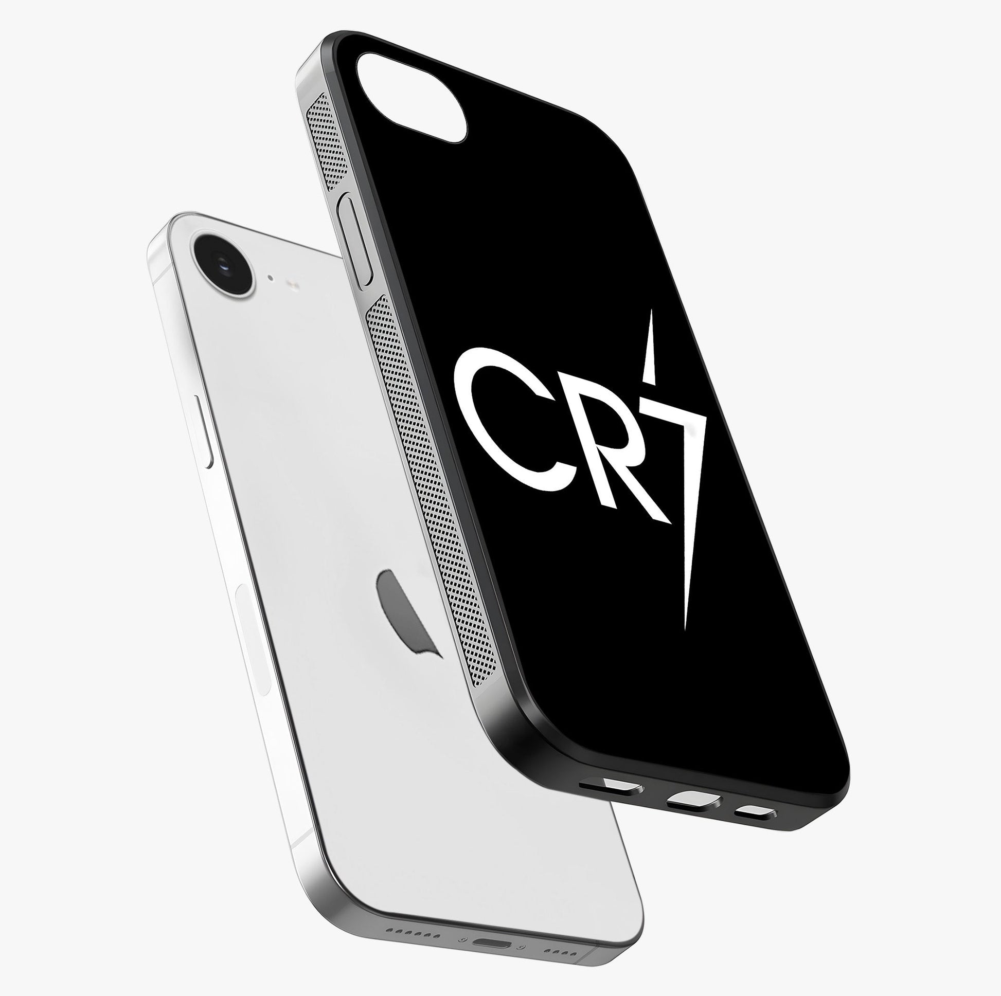 Cr7 Elite Strike Glass Case laid diagonally highlighting side profile, edges and glossy glass shine.