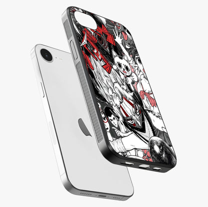 Crimson Chaos Panel Glass Case laid diagonally highlighting side profile, edges and glossy glass shine.