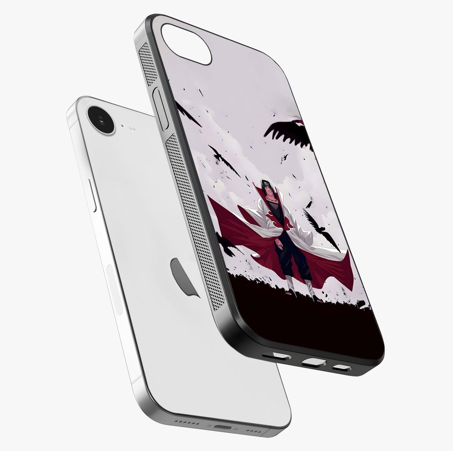 Crimson Crow Ascension Glass Case laid diagonally highlighting side profile, edges and glossy glass shine.
