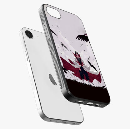 Crimson Crow Ascension Glass Case laid diagonally highlighting side profile, edges and glossy glass shine.