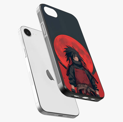 Crimson Moon Warlord Glass Case laid diagonally highlighting side profile, edges and glossy glass shine.