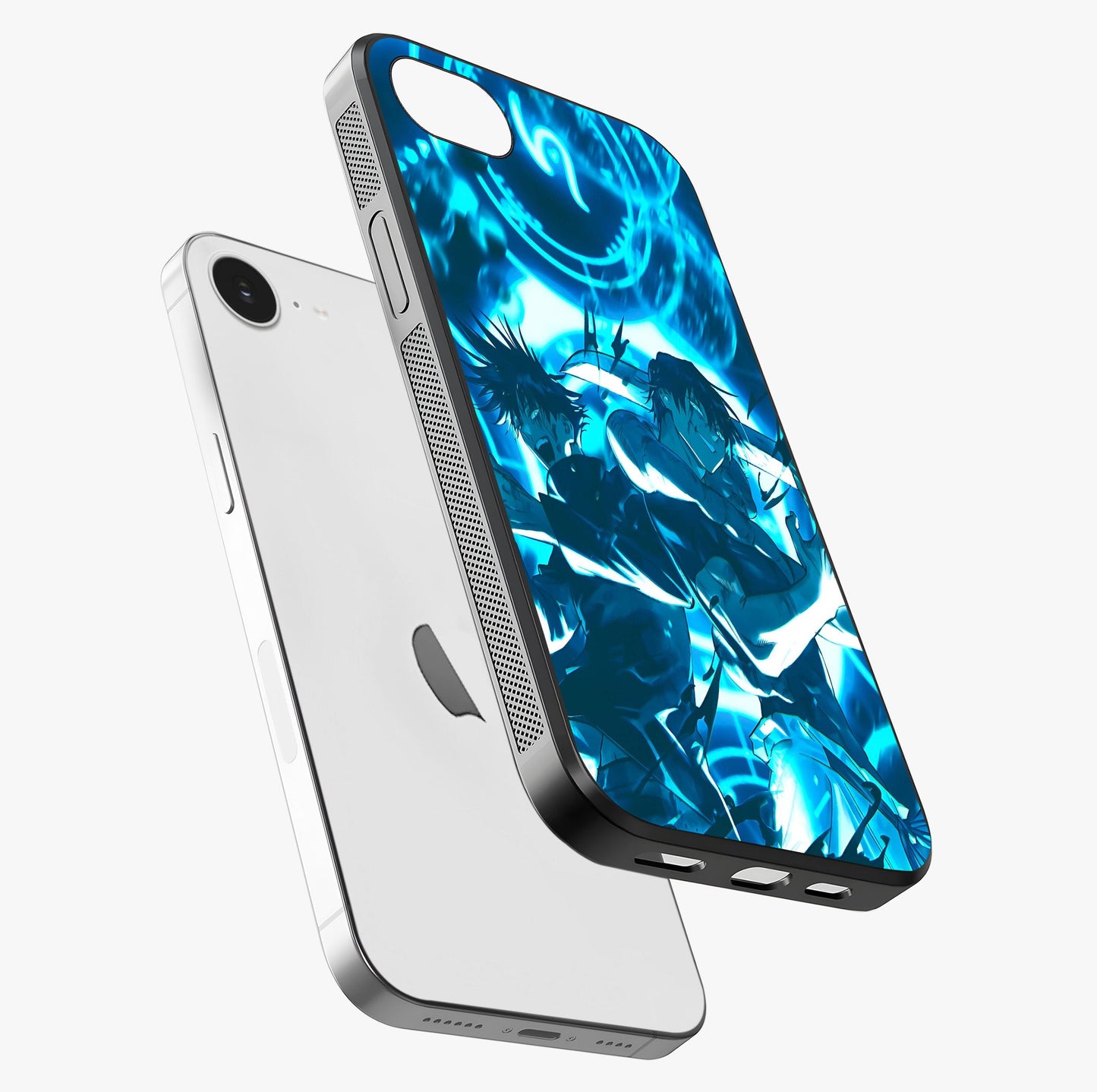 Cursed Energy Clash Glass Case laid diagonally highlighting side profile, edges and glossy glass shine.