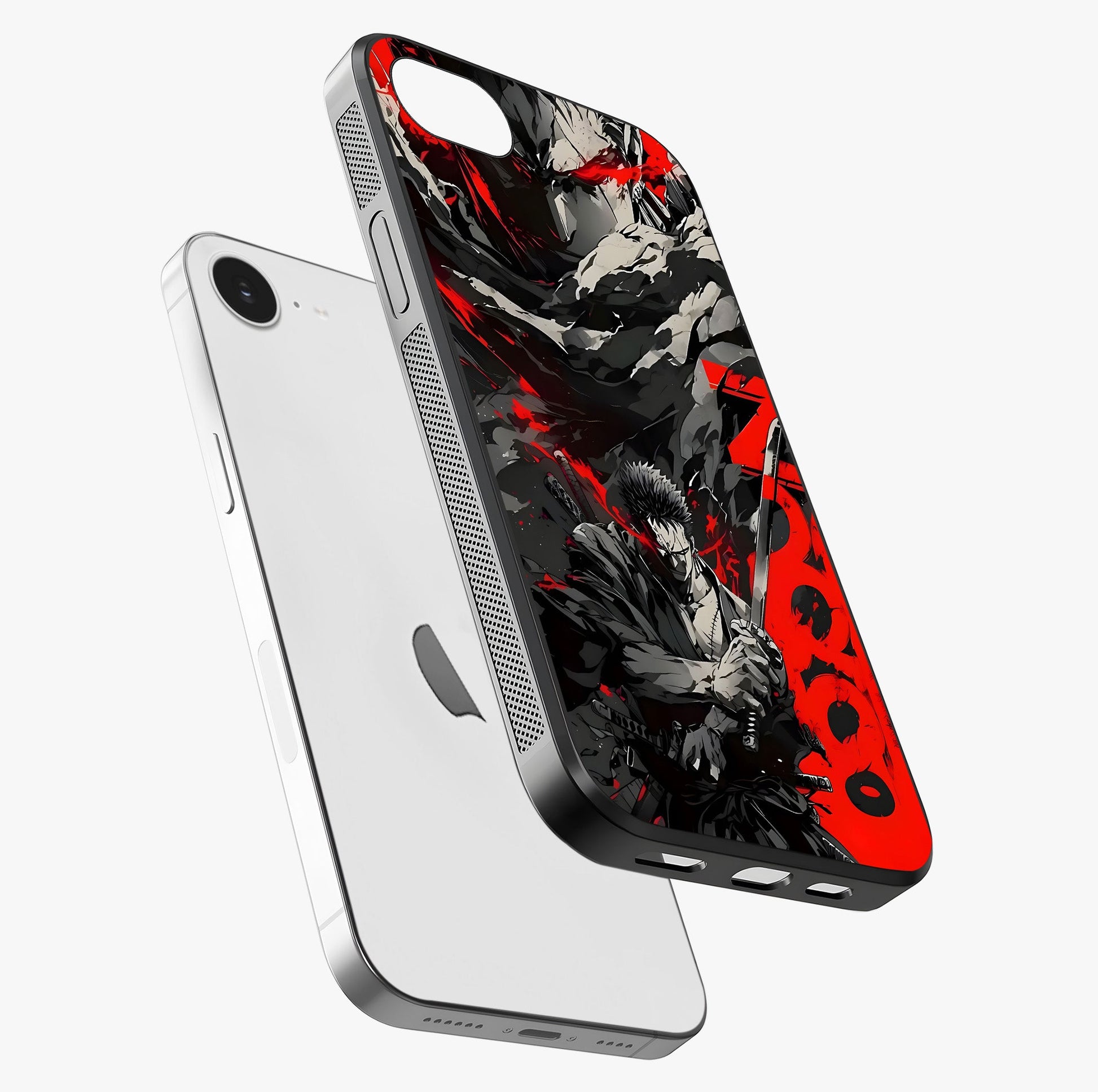 Demon Sword Resolve Glass Case laid diagonally highlighting side profile, edges and glossy glass shine.