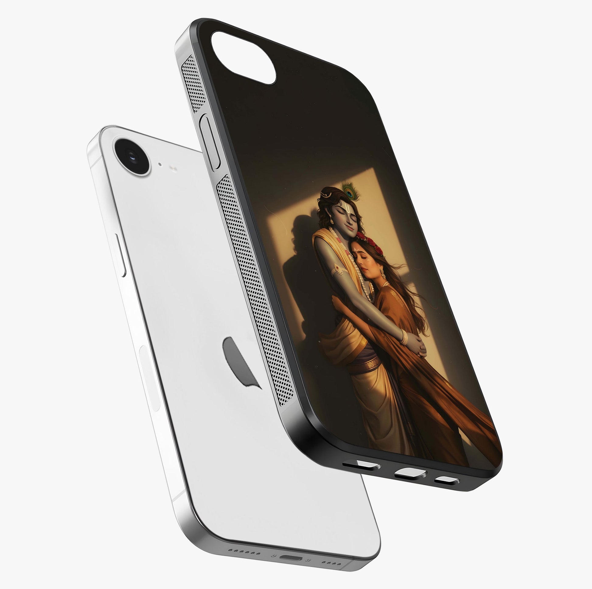Divine Eternal Love Glass Case laid diagonally highlighting side profile, edges and glossy glass shine.