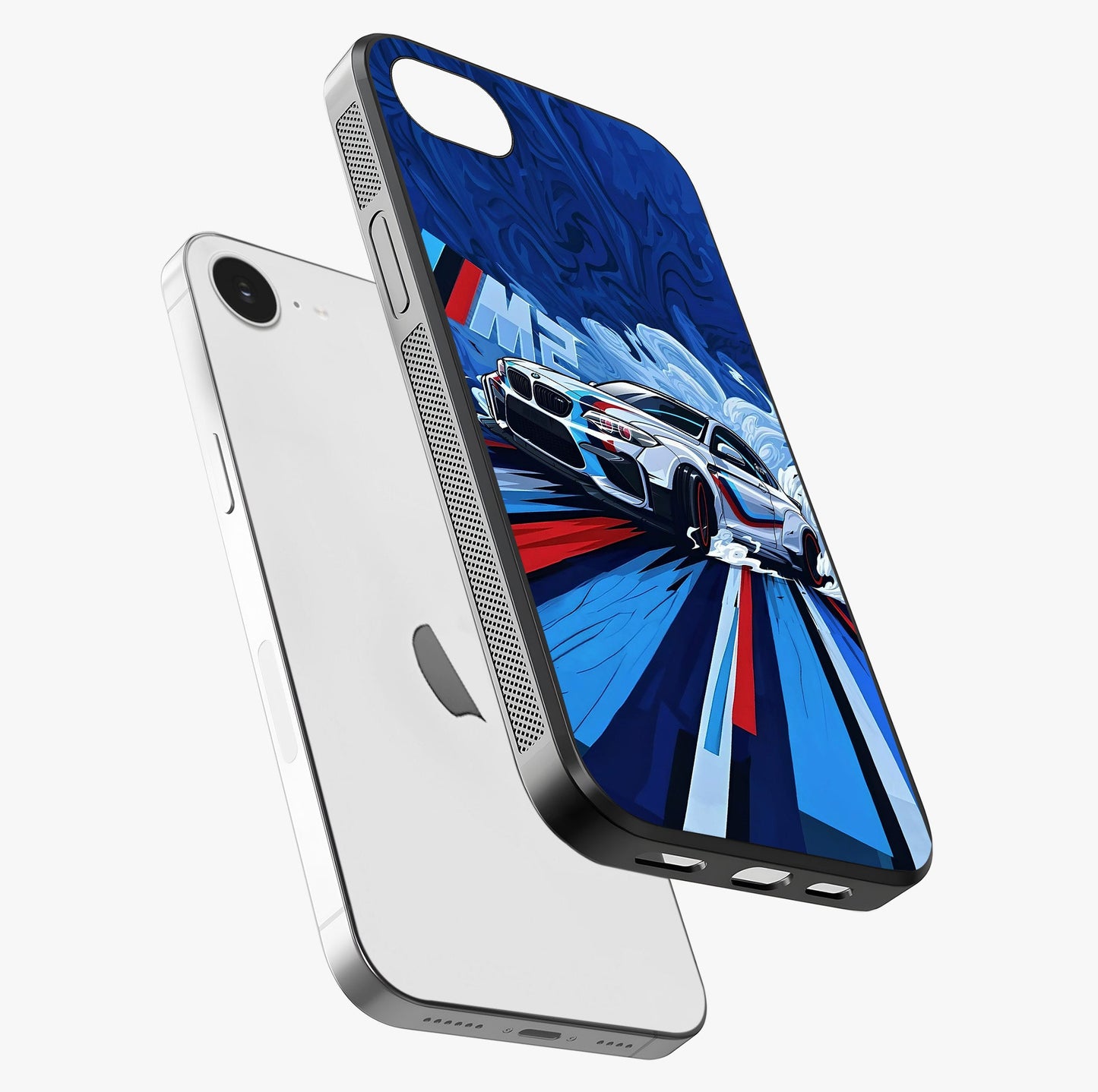 Drift Power Rush Glass Case laid diagonally highlighting side profile, edges and glossy glass shine.