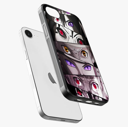 Eyes Of Destiny Glass Case laid diagonally highlighting side profile, edges and glossy glass shine.