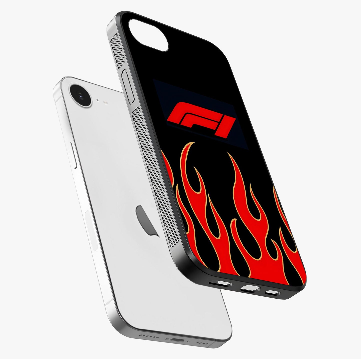 Fire F11 Glass Case laid diagonally highlighting side profile, edges and glossy glass shine.