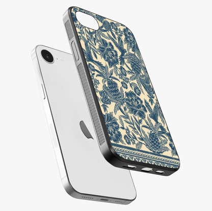 Heirloom Wild Bloom Glass Case laid diagonally highlighting side profile, edges and glossy glass shine.