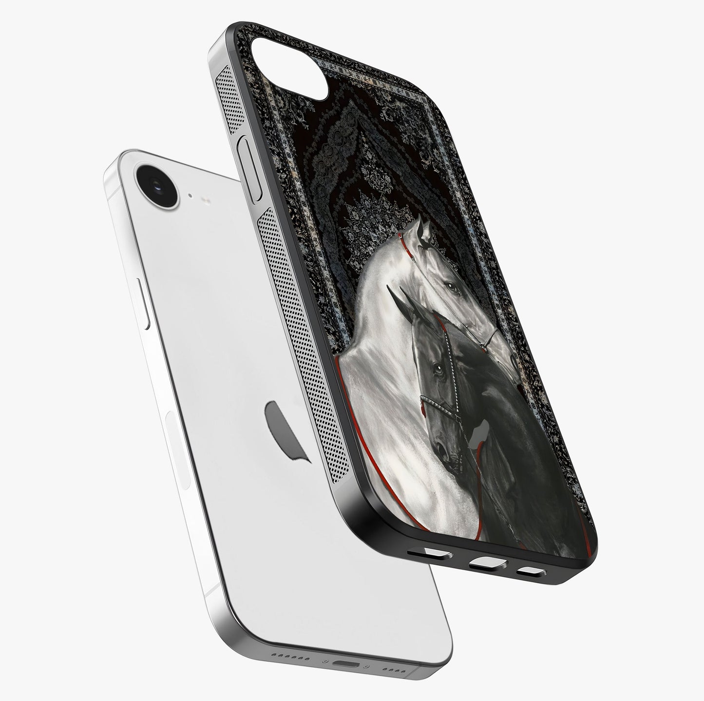 Majestic Ride Legacy Glass Case laid diagonally highlighting side profile, edges and glossy glass shine.