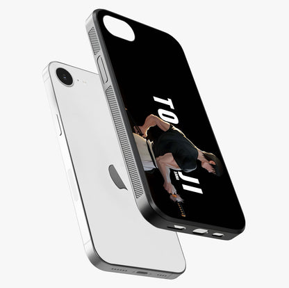 Midnight Blade Resolve Glass Case laid diagonally highlighting side profile, edges and glossy glass shine.