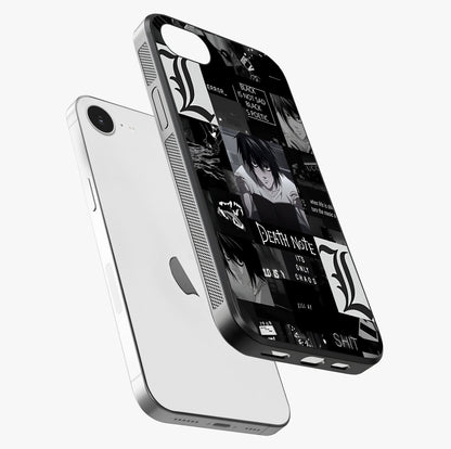 Midnight Chaos Mind Glass Case laid diagonally highlighting side profile, edges and glossy glass shine.