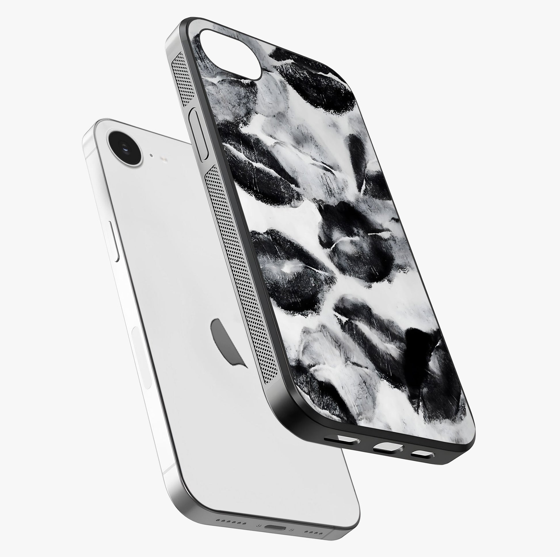Midnight Kiss Marks Glass Case laid diagonally highlighting side profile, edges and glossy glass shine.