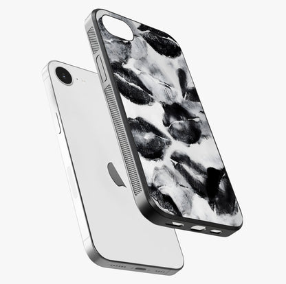 Midnight Kiss Marks Glass Case laid diagonally highlighting side profile, edges and glossy glass shine.