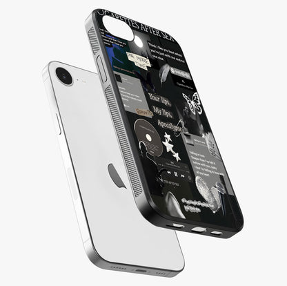 Midnight Love Echo Glass Case laid diagonally highlighting side profile, edges and glossy glass shine.
