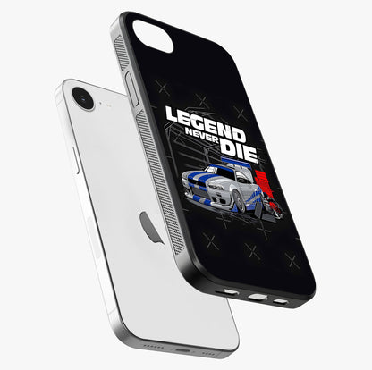 Midnight Racing Legacy Glass Case laid diagonally highlighting side profile, edges and glossy glass shine.