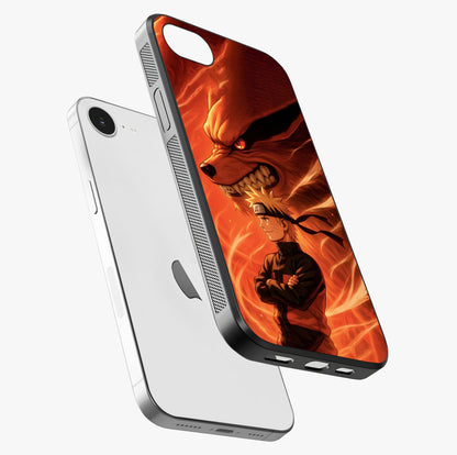Nine Tails Legacy Glass Case laid diagonally highlighting side profile, edges and glossy glass shine.